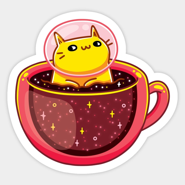 Astronaut Cat in a Cup of Galaxy Coffee Sticker by LydiaLyd